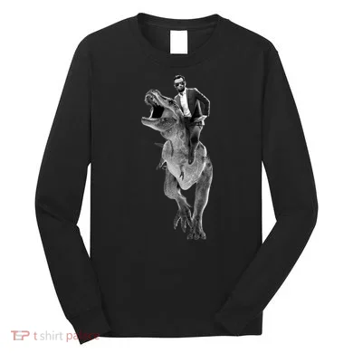 Abe Lincoln Riding A Dinosaur Long Sleeve Shirt