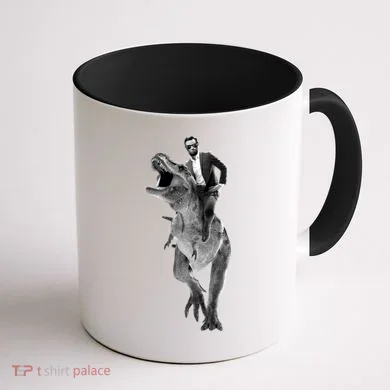 Abe Lincoln Riding A Dinosaur Coffee Mug back
