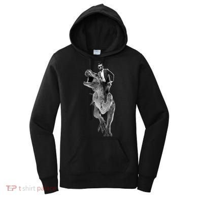 Abe Lincoln Riding A Dinosaur Women's Hoodie