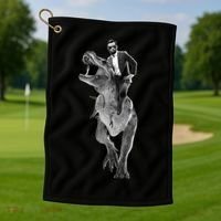 Abe Lincoln Riding A Dinosaur Golf Towel thumb 1