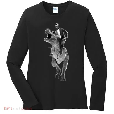 Abe Lincoln Riding A Dinosaur Women's Long Sleeve Shirt