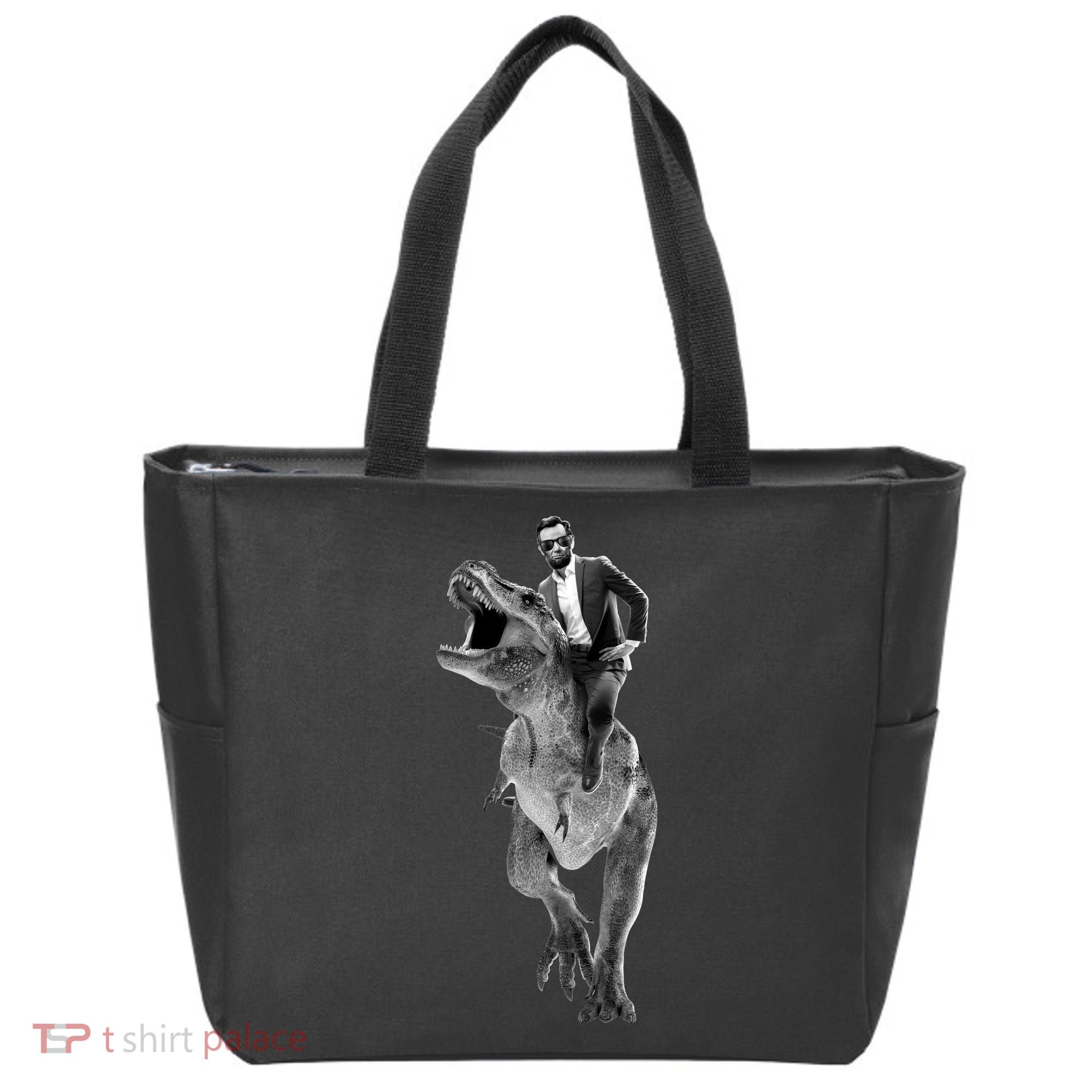 Abe Lincoln Riding A Dinosaur Tote Bag