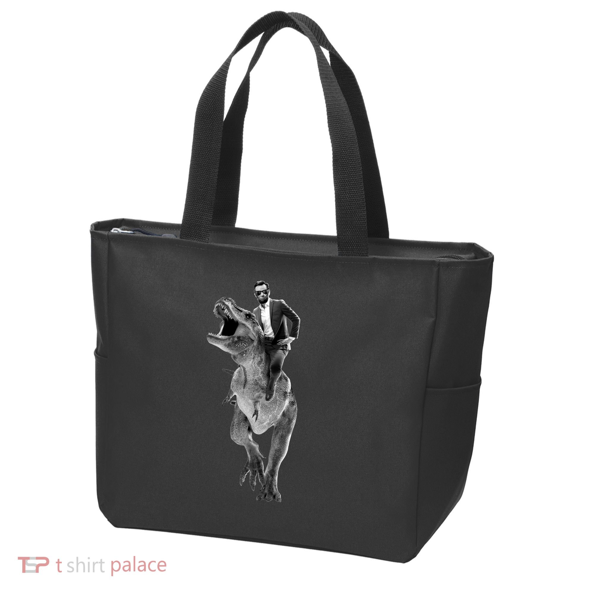 Abe Lincoln Riding A Dinosaur Tote Bag
