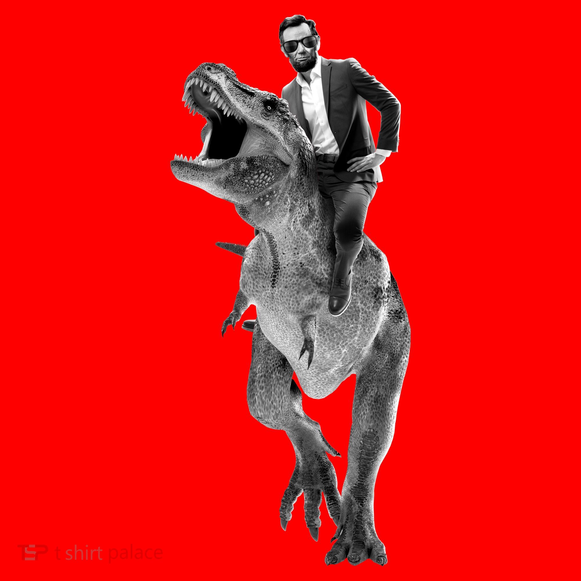 Abe Lincoln Riding A Dinosaur Santa Hat