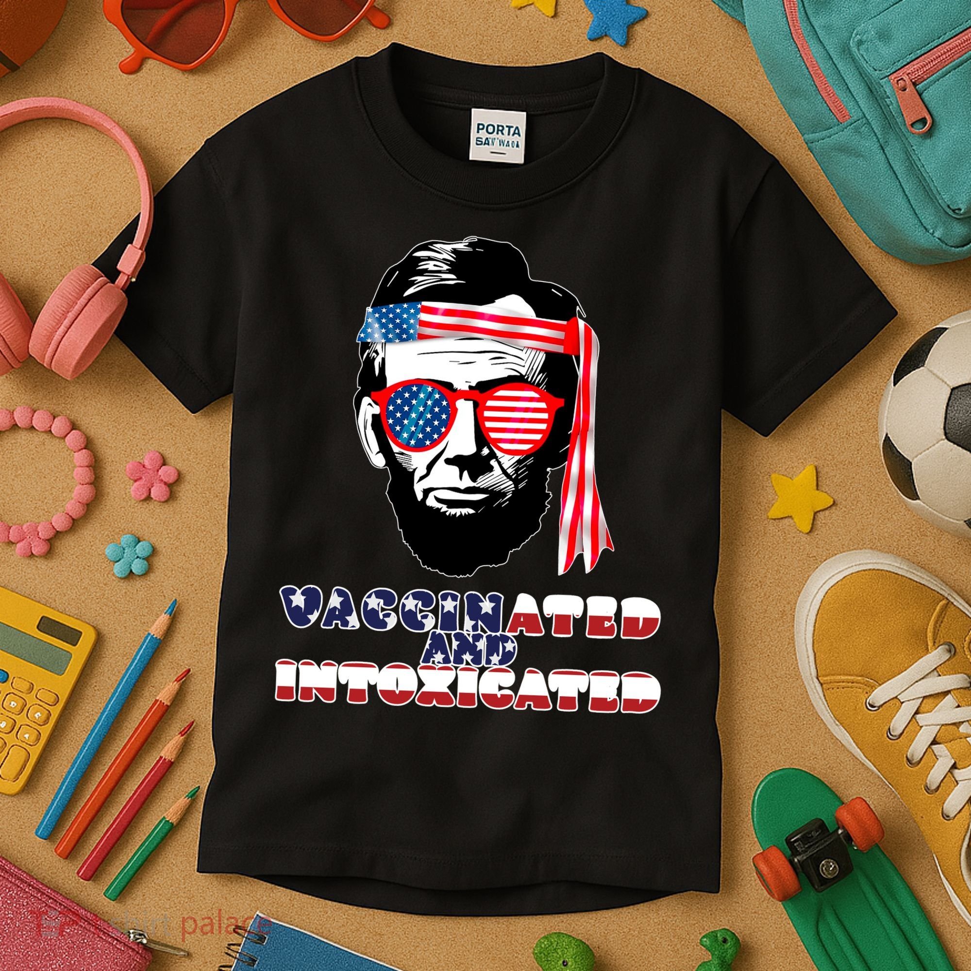 Abe Lincoln Vaccinated & Intoxicated Kids T-Shirt