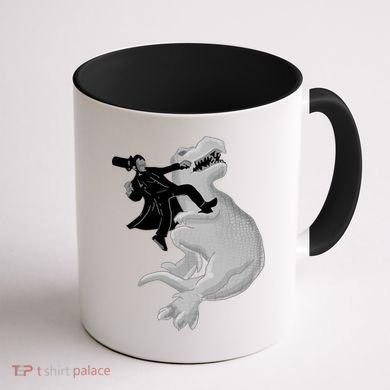 Abe Vs T-Rex Coffee Mug back