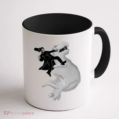 Abe Vs T-Rex Coffee Mug back