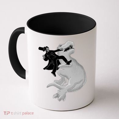 Abe Vs T-Rex Coffee Mug