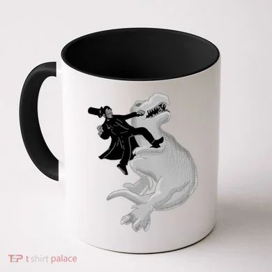 Abe Vs T-Rex Coffee Mug