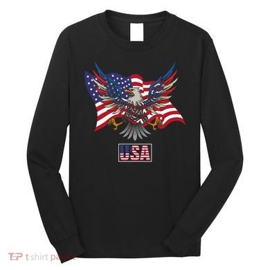 American Bald Eagle Usa Flag Long Sleeve Shirt