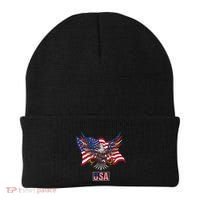 American Bald Eagle Usa Flag Beanie thumb 0