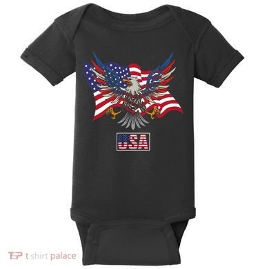 American Bald Eagle Usa Flag Baby Bodysuit
