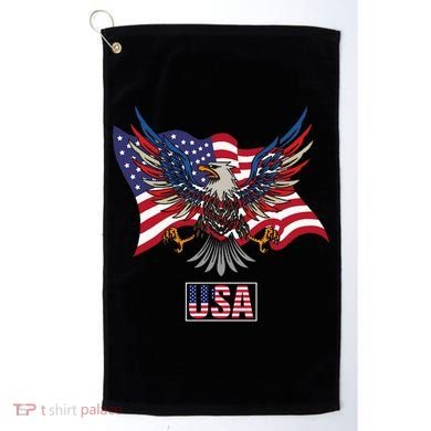 American Bald Eagle Usa Flag Golf Towel