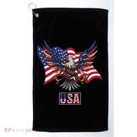American Bald Eagle Usa Flag Golf Towel thumb 0