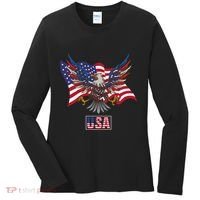 American Bald Eagle Usa Flag Women's Long Sleeve Shirt thumb 0