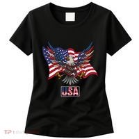 American Bald Eagle Usa Flag Women's T-Shirt thumb 0