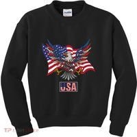 American Bald Eagle Usa Flag Kids Sweatshirt thumb 0