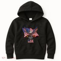 American Bald Eagle Usa Flag Kids Hoodie thumb 0