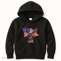 American Bald Eagle Usa Flag Kids Hoodie thumb 0