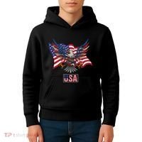 American Bald Eagle Usa Flag Kids Hoodie thumb 4