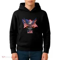 American Bald Eagle Usa Flag Kids Hoodie thumb 4