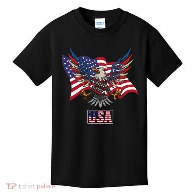 American Bald Eagle Usa Flag Kids T-Shirt
