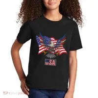 American Bald Eagle Usa Flag Kids T-Shirt thumb 2