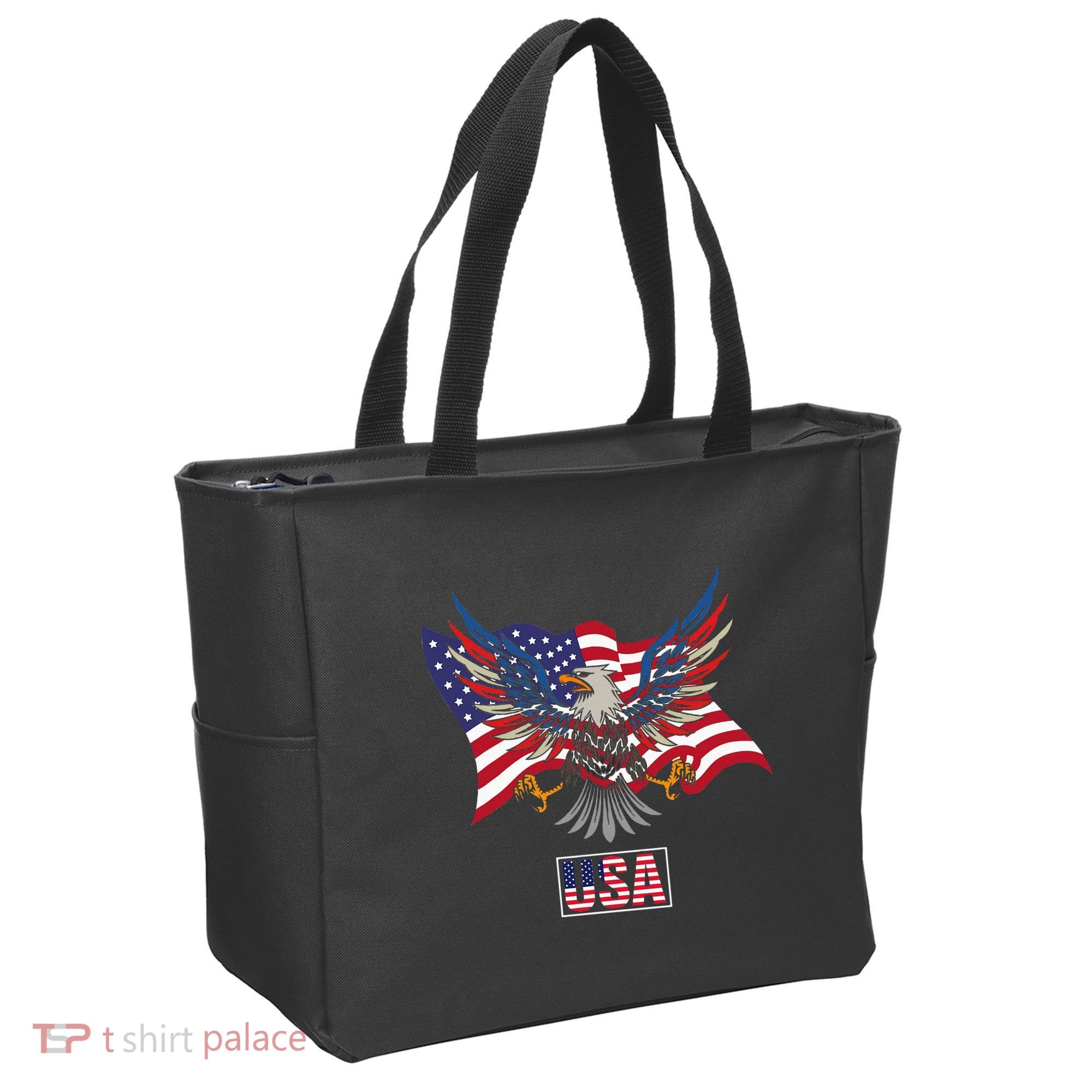 American Bald Eagle Usa Flag Tote Bag