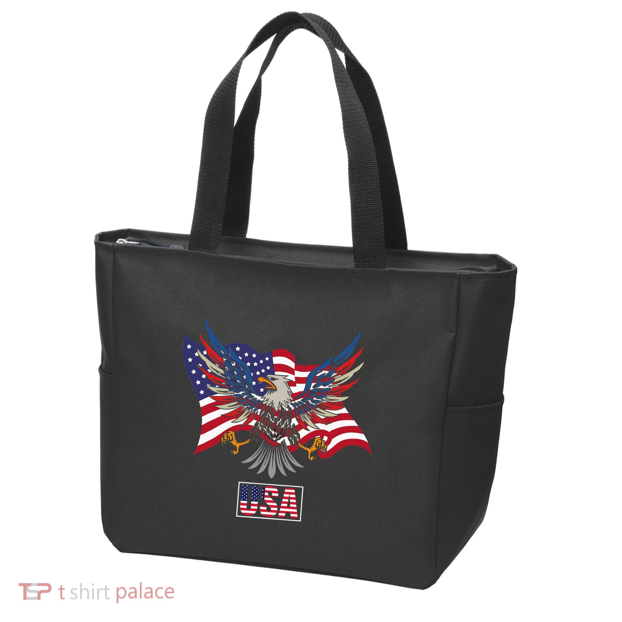 American Bald Eagle Usa Flag Tote Bag