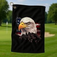 American Bald Eagle American Flag Usa Bald Eagle Golf Towel thumb 1