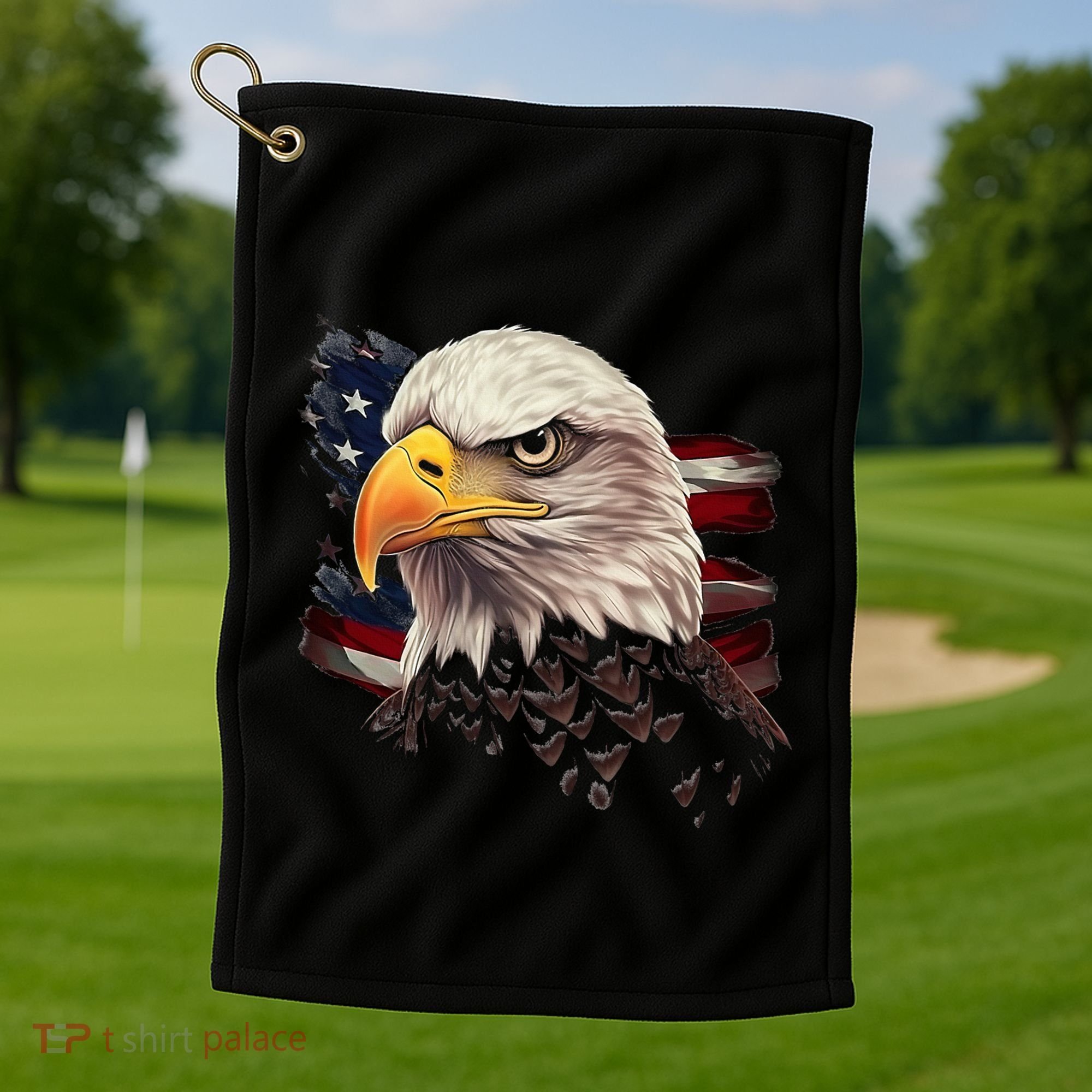 American Bald Eagle American Flag Usa Bald Eagle Golf Towel