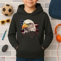 American Bald Eagle American Flag Usa Bald Eagle Kids Hoodie thumb 2