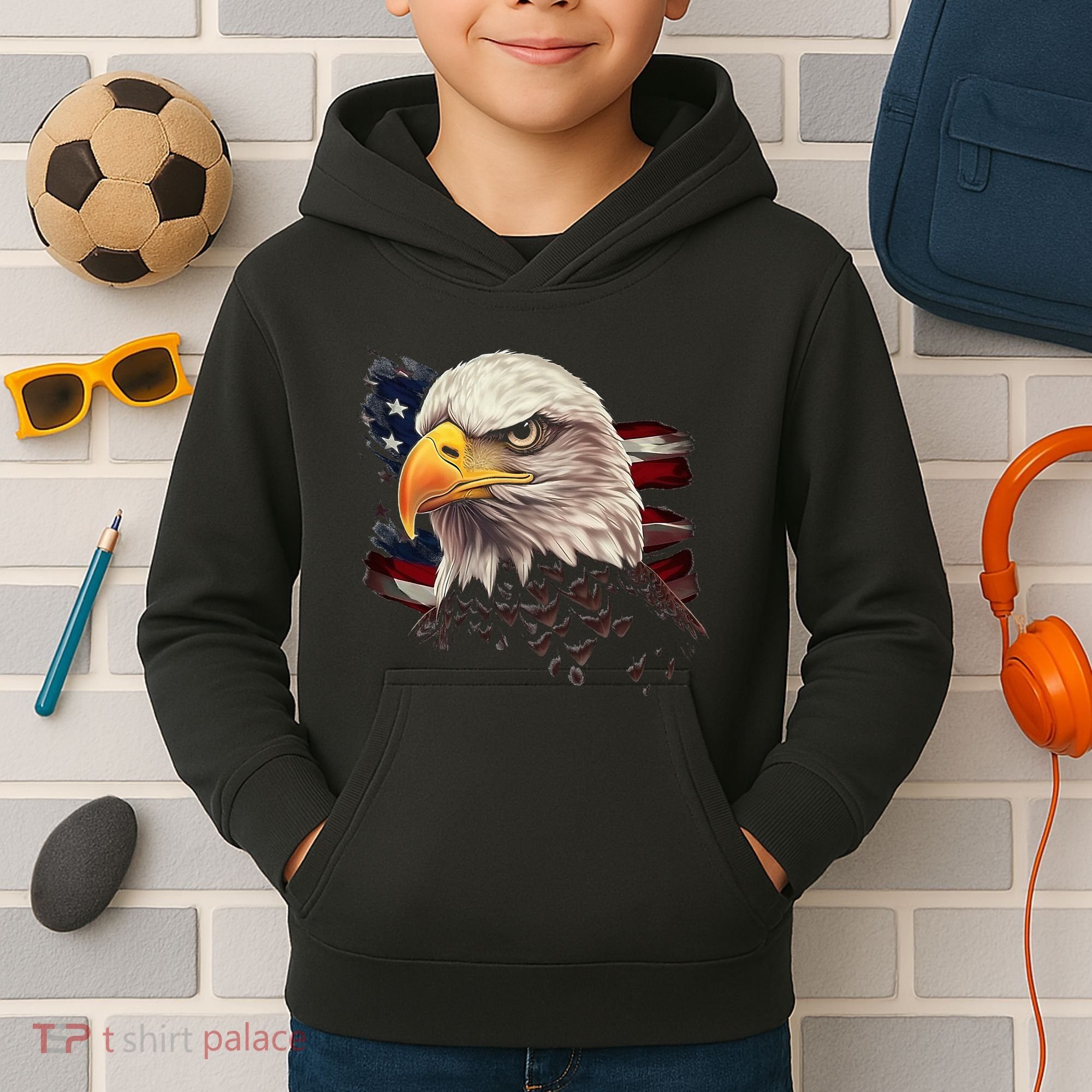 American Bald Eagle American Flag Usa Bald Eagle Kids Hoodie