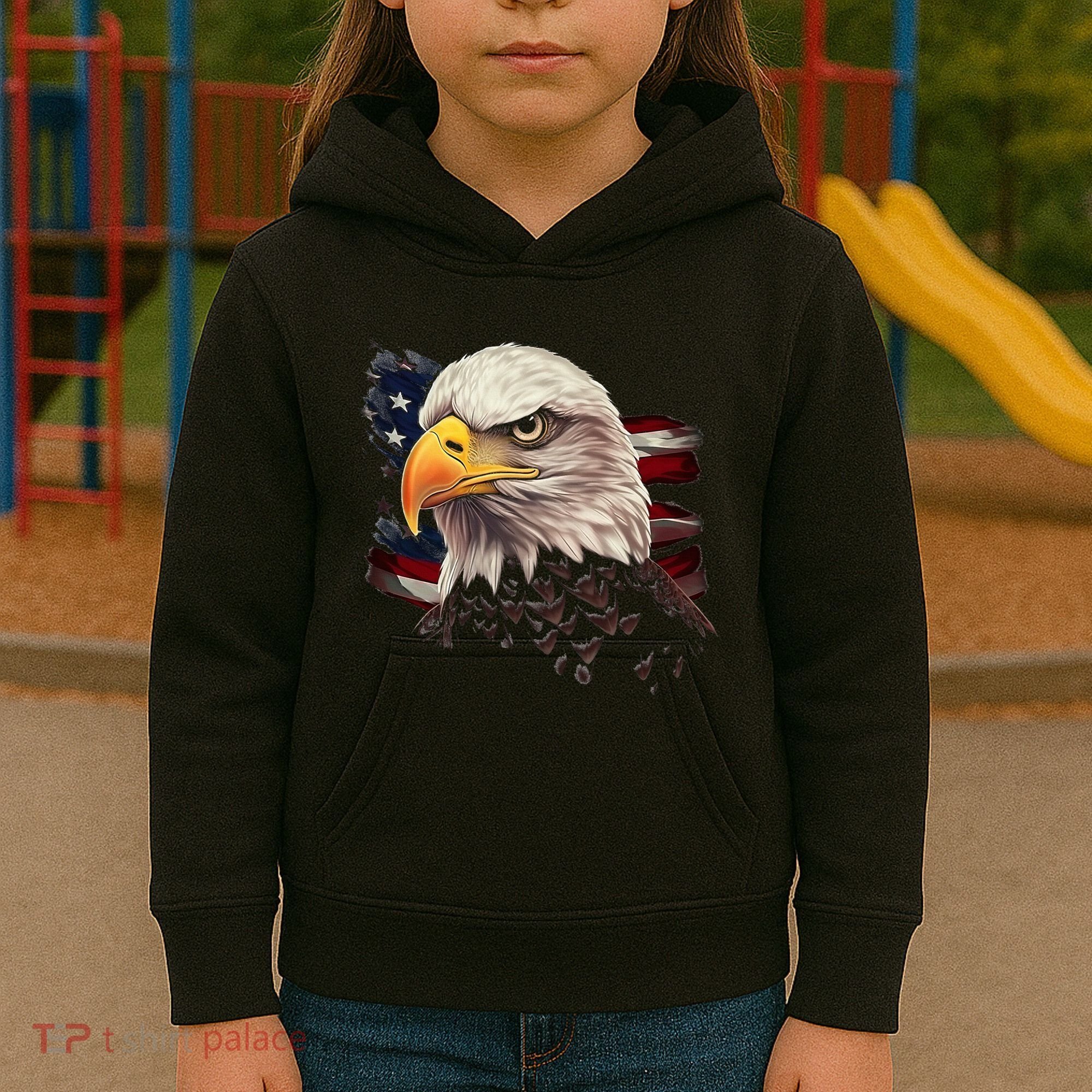 American Bald Eagle American Flag Usa Bald Eagle Kids Hoodie