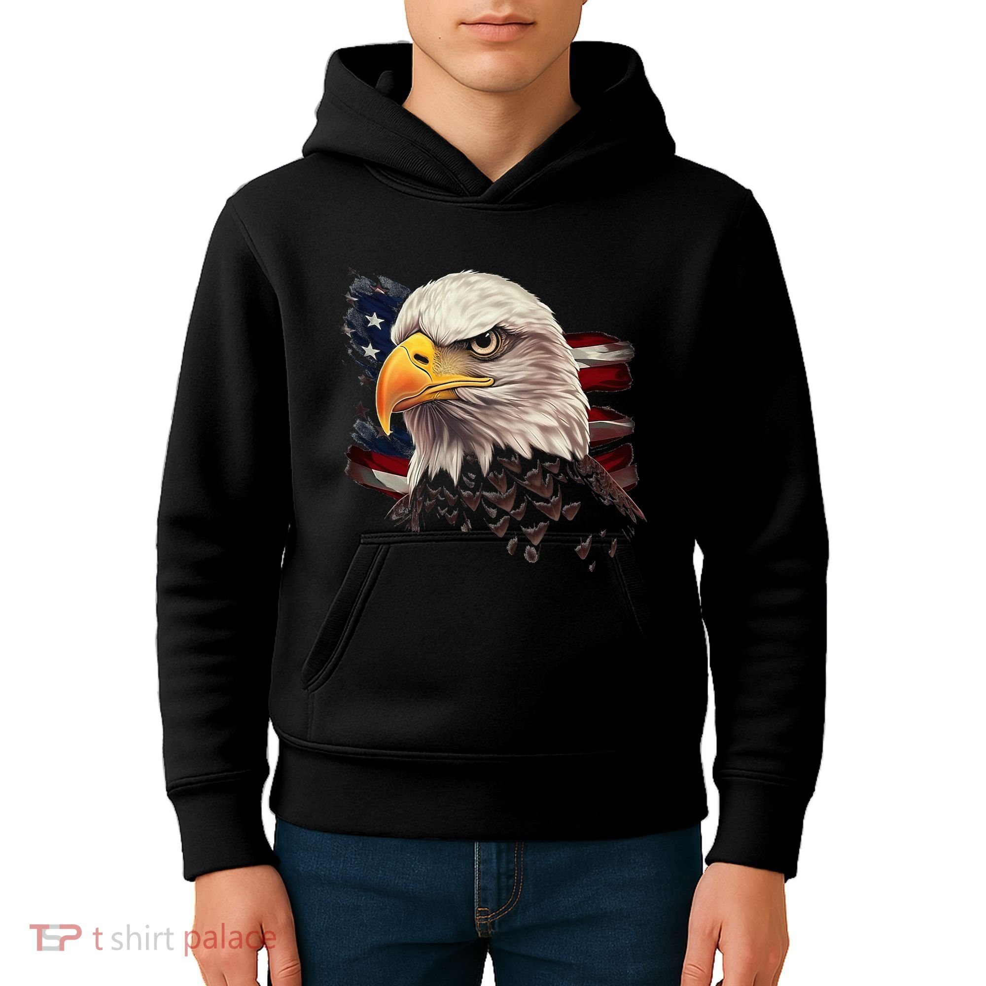 American Bald Eagle American Flag Usa Bald Eagle Kids Hoodie