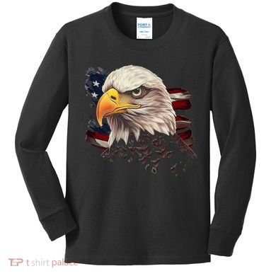 American Bald Eagle American Flag Usa Bald Eagle Kids Long Sleeve Shirt