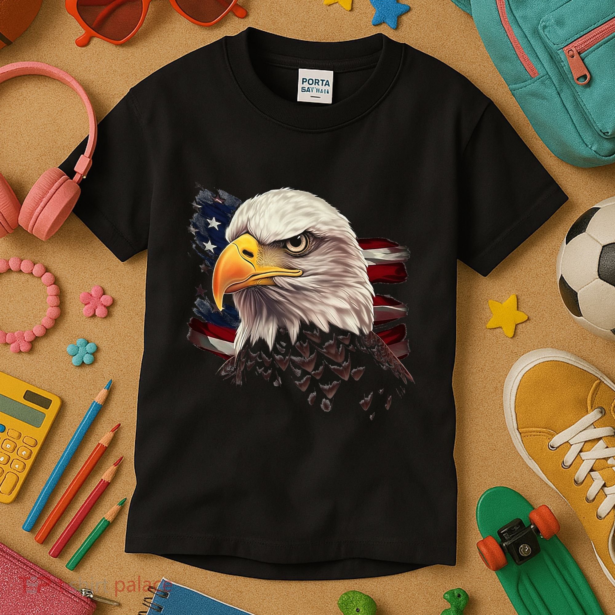 American Bald Eagle American Flag Usa Bald Eagle Kids T-Shirt