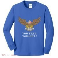 American Bald Eagle American Flag Patriotic You Free Tonight Great Gift Kids Long Sleeve Shirt thumb 0