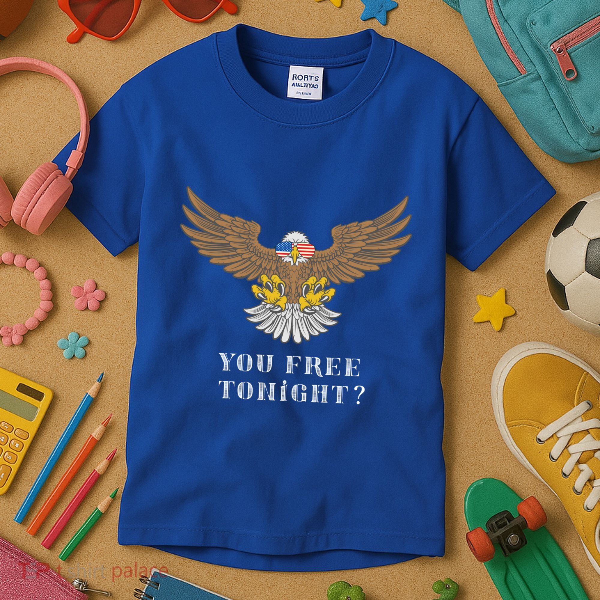 American Bald Eagle American Flag Patriotic You Free Tonight Great Gift Kids T-Shirt