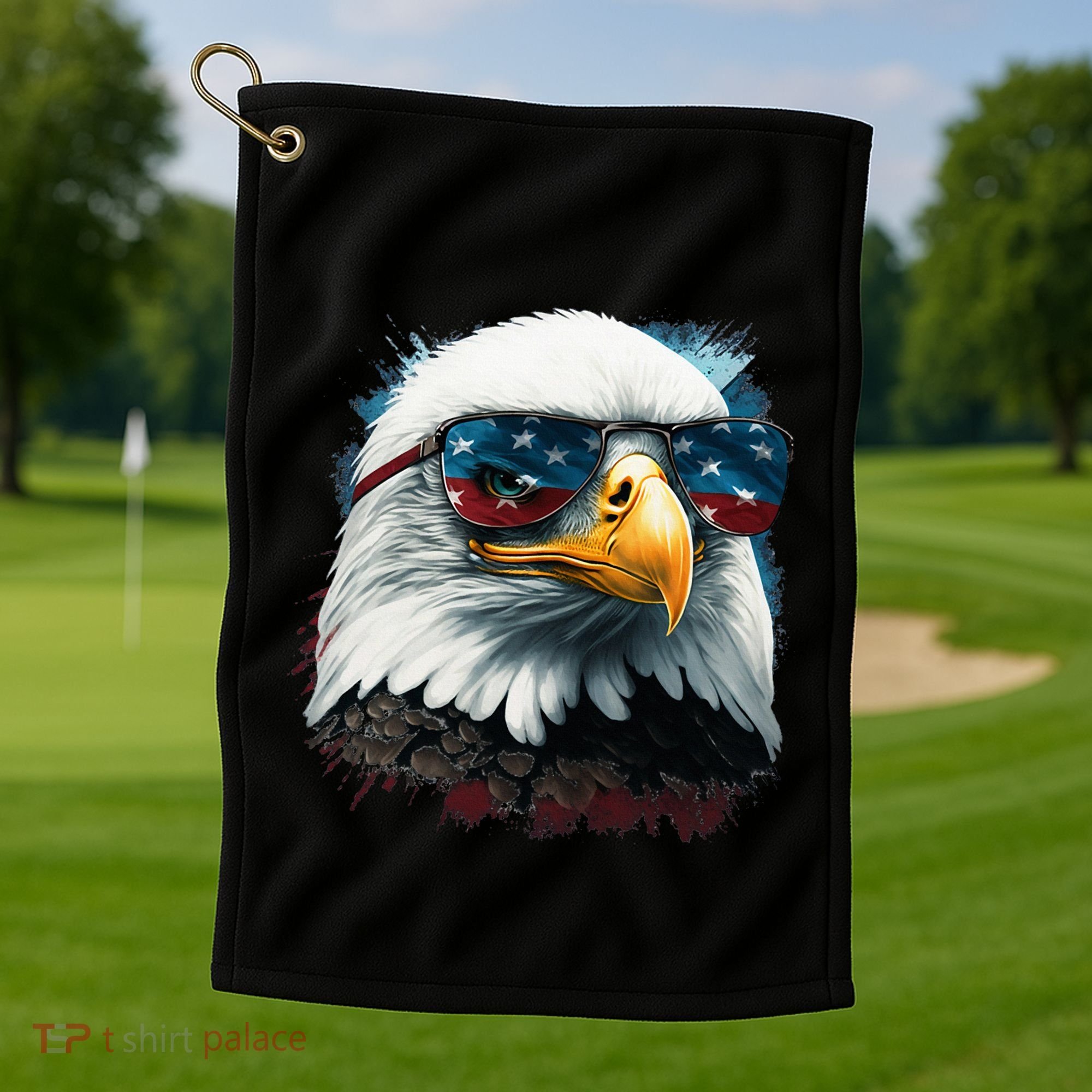 American Bald Eagle Usa Flag Eagle Usa Golf Towel