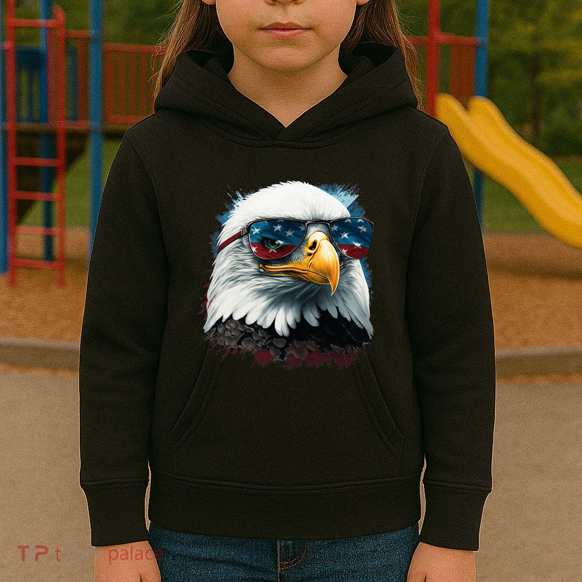 American Bald Eagle Usa Flag Eagle Usa Kids Hoodie