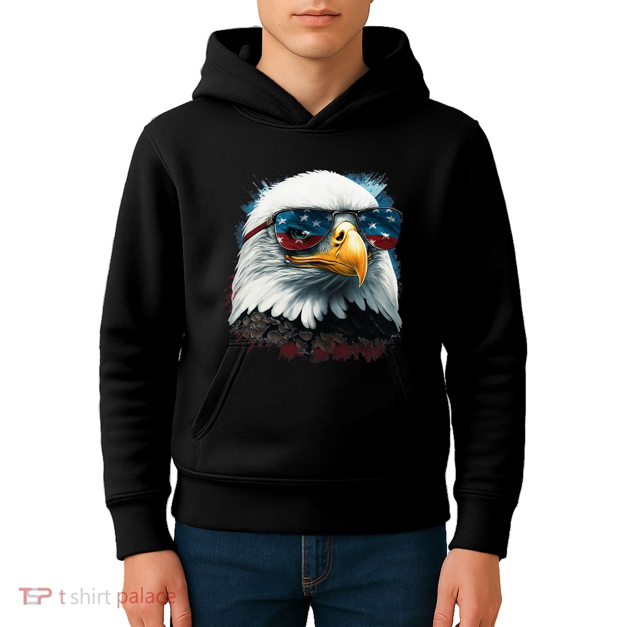American Bald Eagle Usa Flag Eagle Usa Kids Hoodie