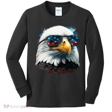 American Bald Eagle Usa Flag Eagle Usa Kids Long Sleeve Shirt