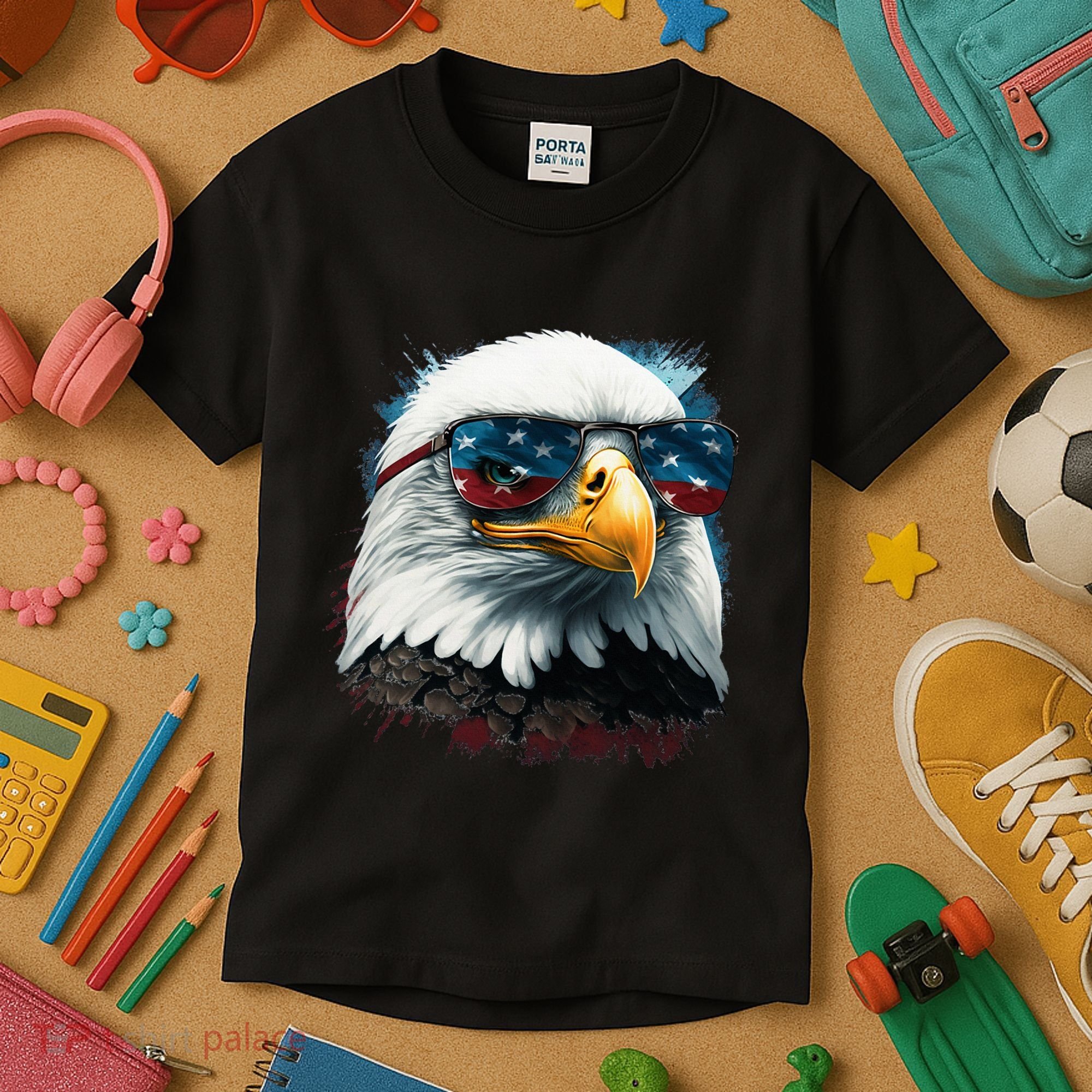 American Bald Eagle Usa Flag Eagle Usa Kids T-Shirt