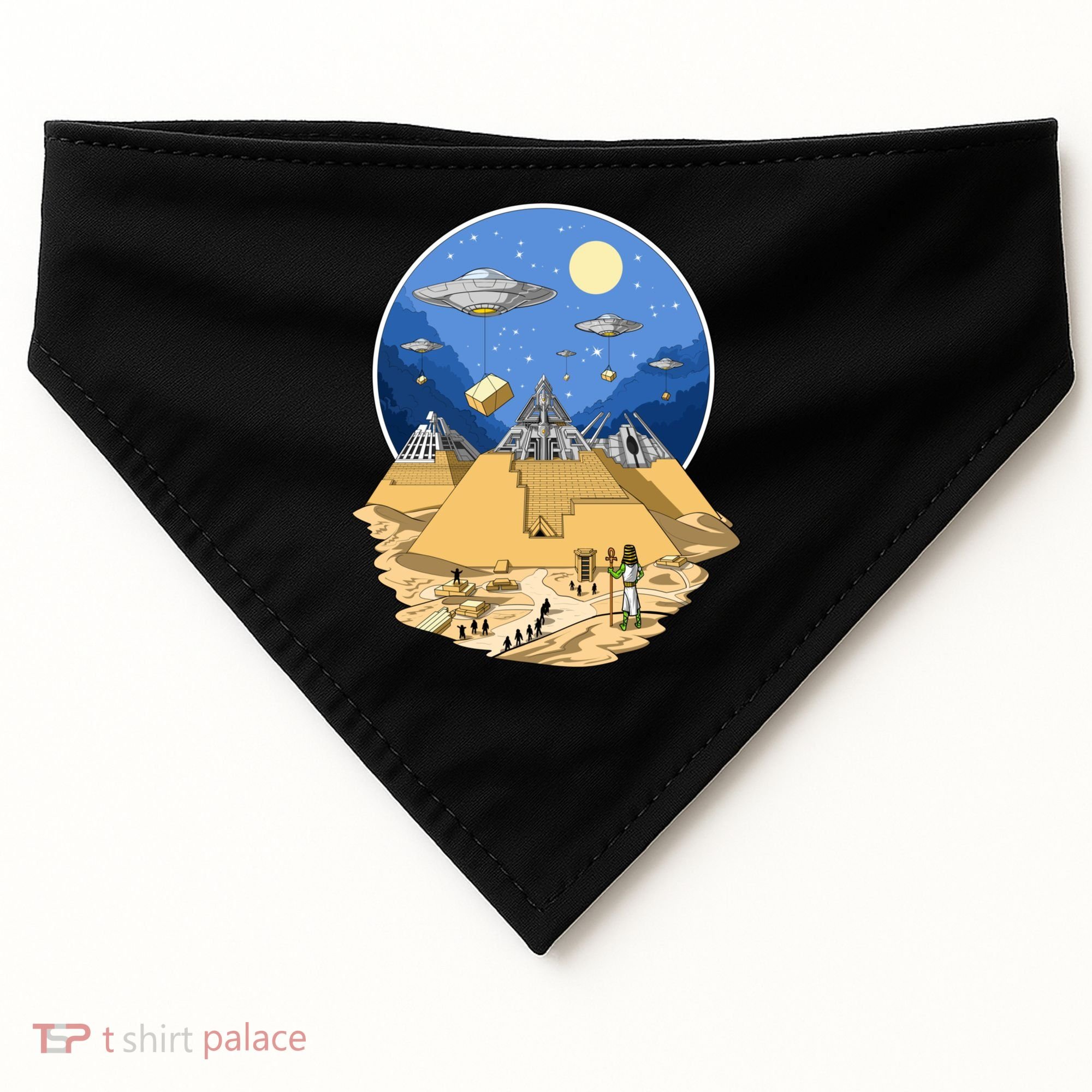 Aliens Bulding Egyptian Pyramids USA-Made Doggie Bandana