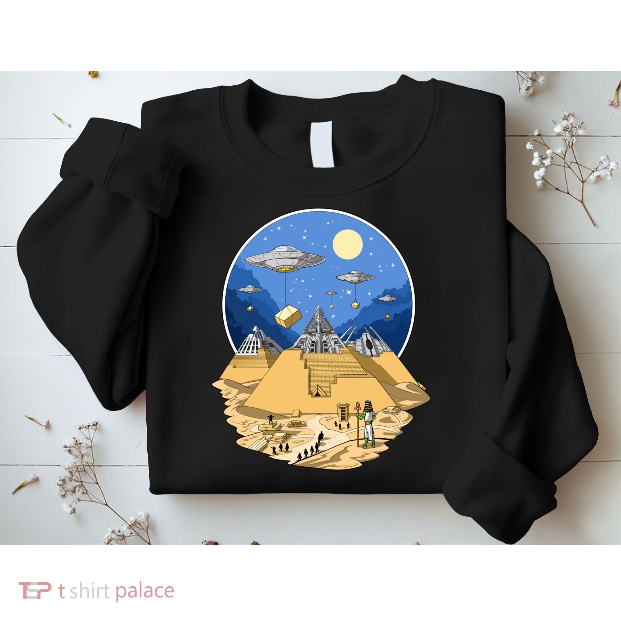 Aliens Bulding Egyptian Pyramids Sweatshirt