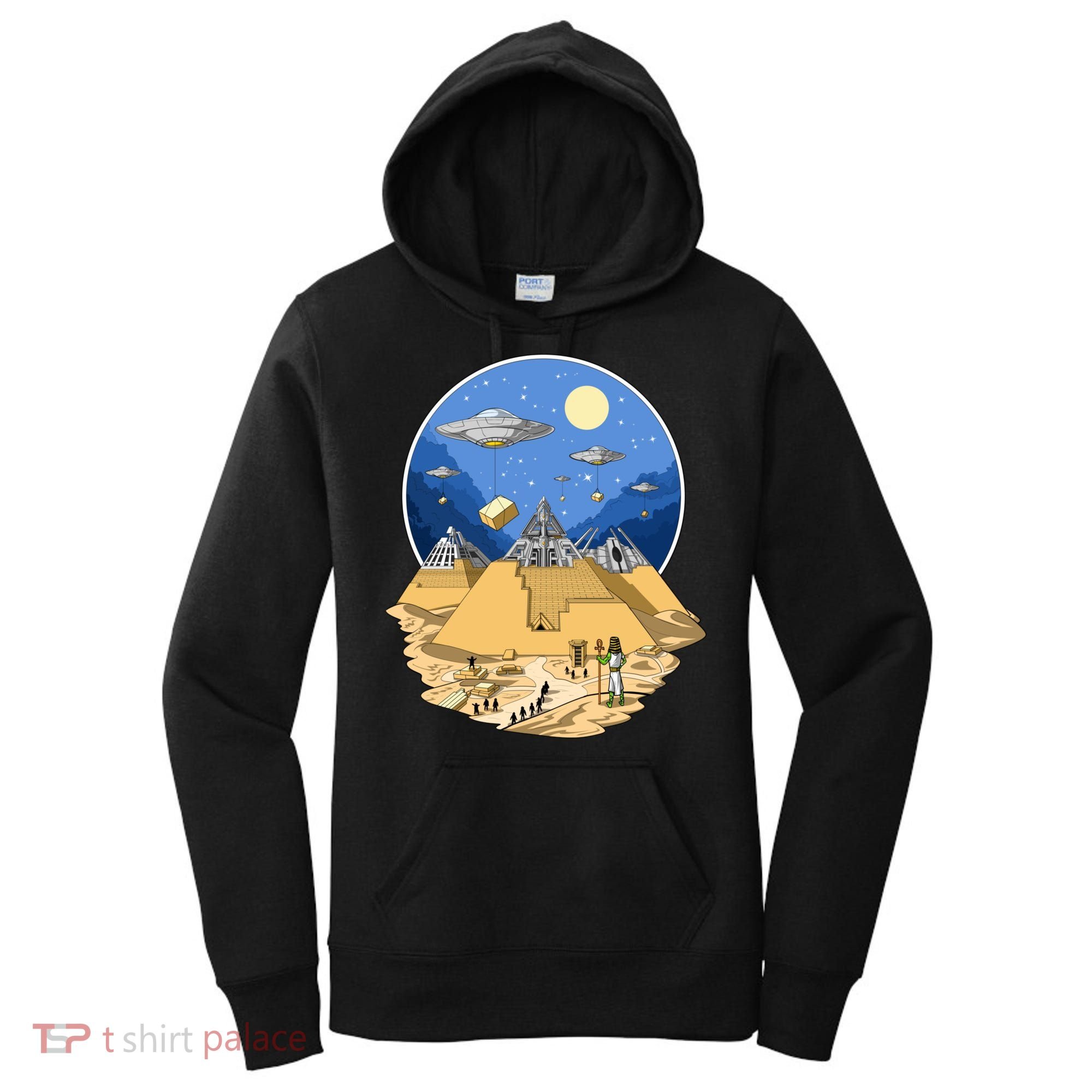 Aliens Bulding Egyptian Pyramids Women's Hoodie