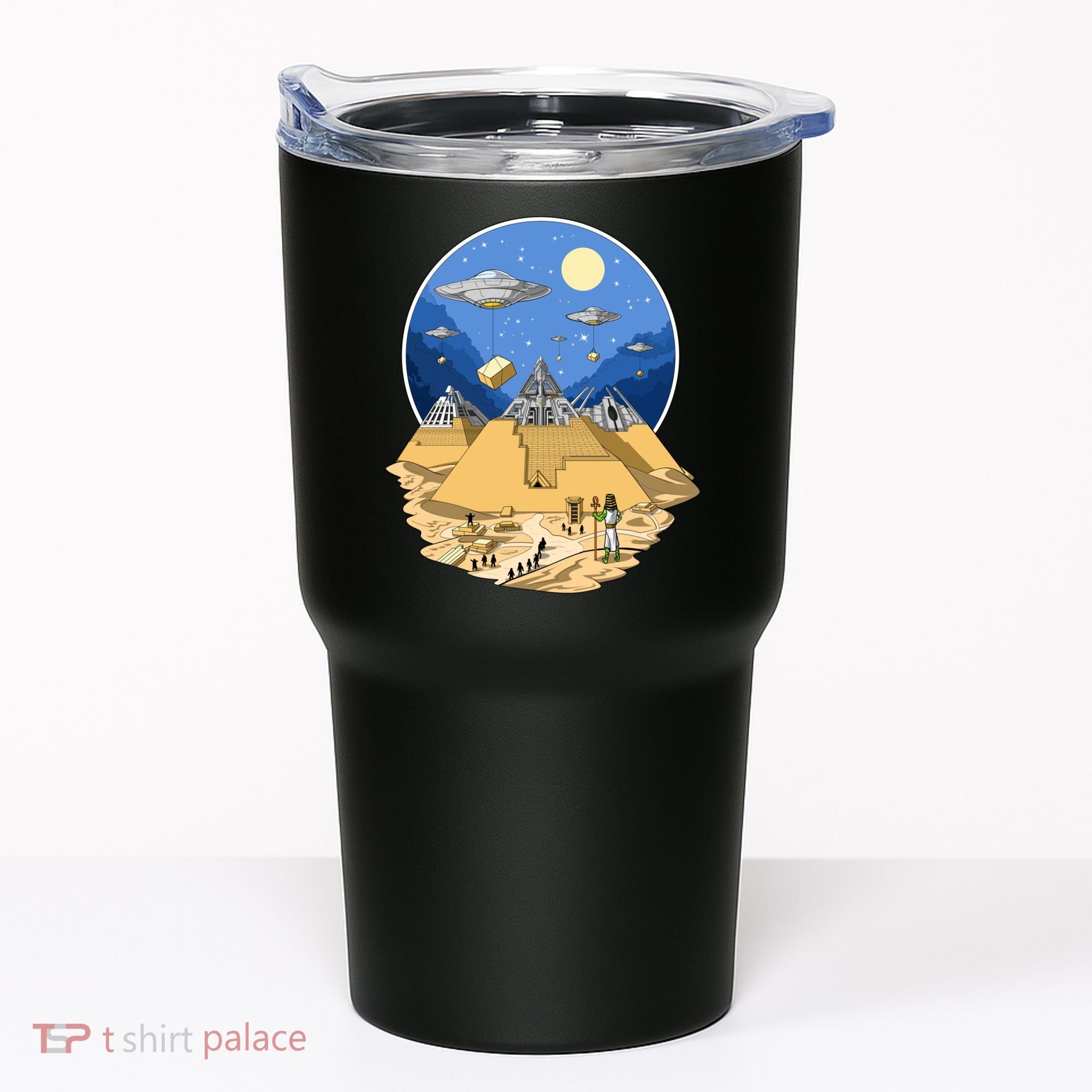 Aliens Bulding Egyptian Pyramids Tumbler