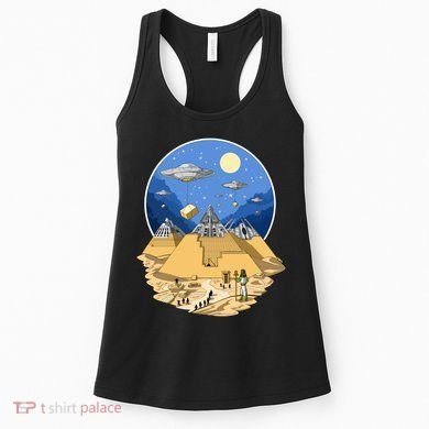 Aliens Bulding Egyptian Pyramids Women's Tank Top