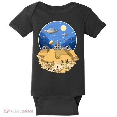 Aliens Bulding Egyptian Pyramids Baby Bodysuit